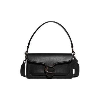 COACH Tabby Pebbled Leather Portable Crossbody Bag, Shoulder Bag Women's Pure Black