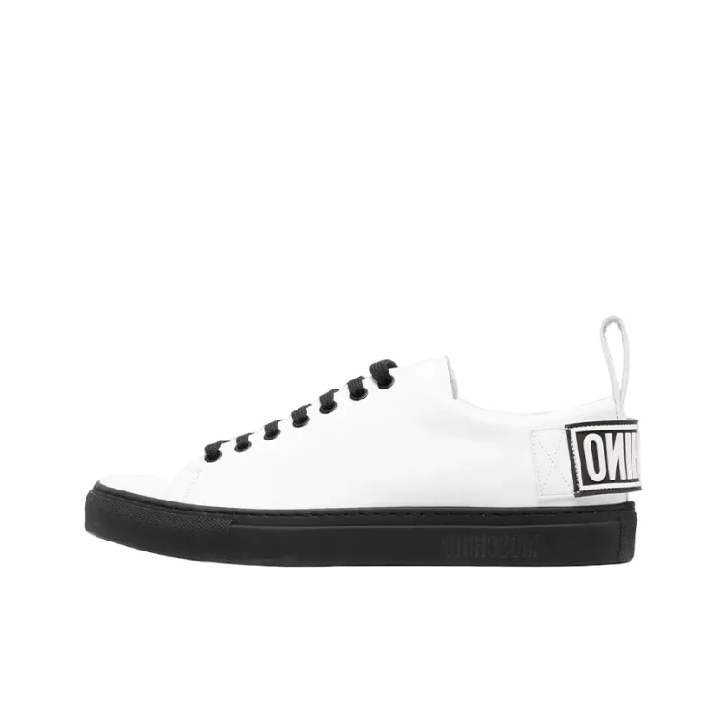 MOSCHINO Low Top Stylish Skateboarding Shoes Men's White Black-0