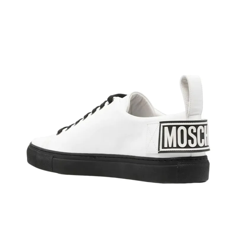 MOSCHINO Low Top Stylish Skateboarding Shoes Men's White Black-3
