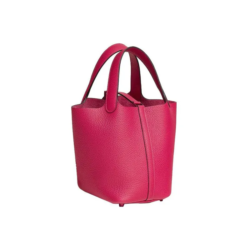 HERMES Picotin Lock Clemence Leather Basket Bag Bucket Bag Handbag 18 Women's 0D Rose Mexico Pink-2