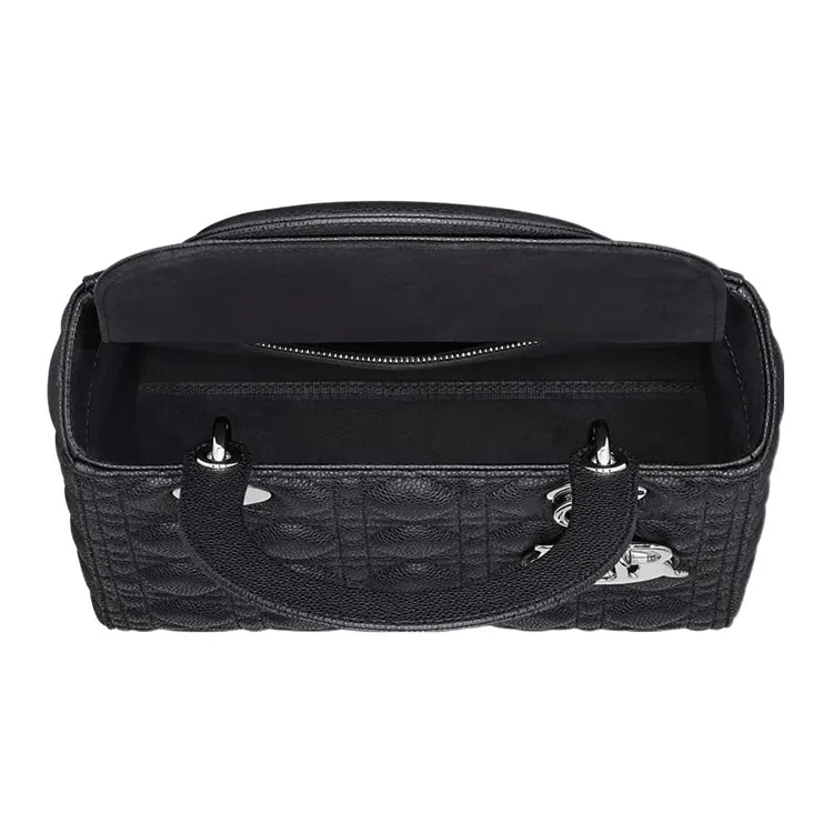 DIOR Lady Dior Grain Calfskin Shoulder Bag, Crossbody Bag, Handbag Medium Size Women's Black-4