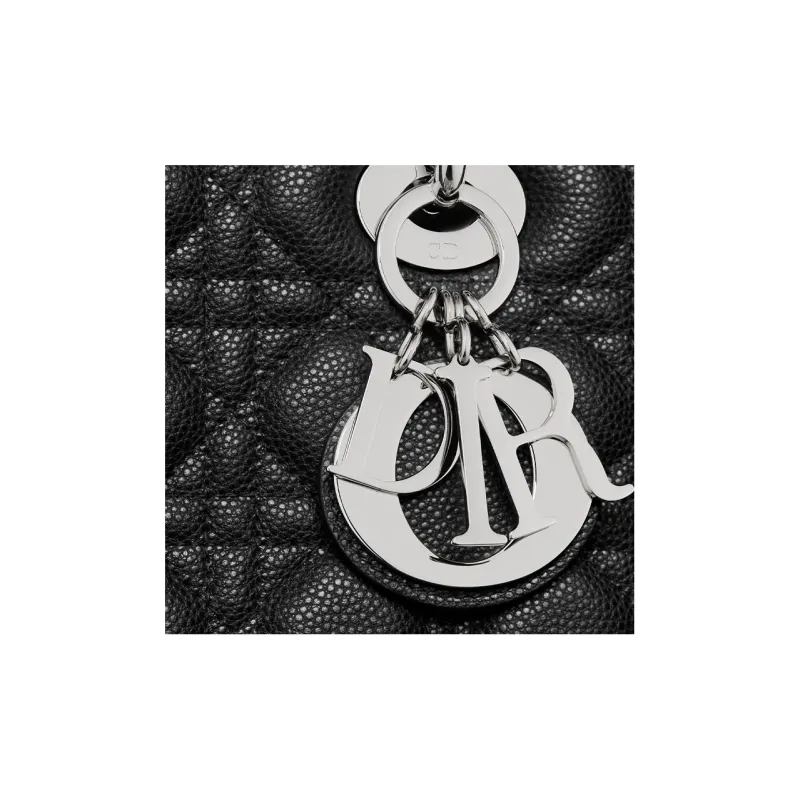 DIOR Lady Dior Grain Calfskin Shoulder Bag, Crossbody Bag, Handbag Medium Size Women's Black-5