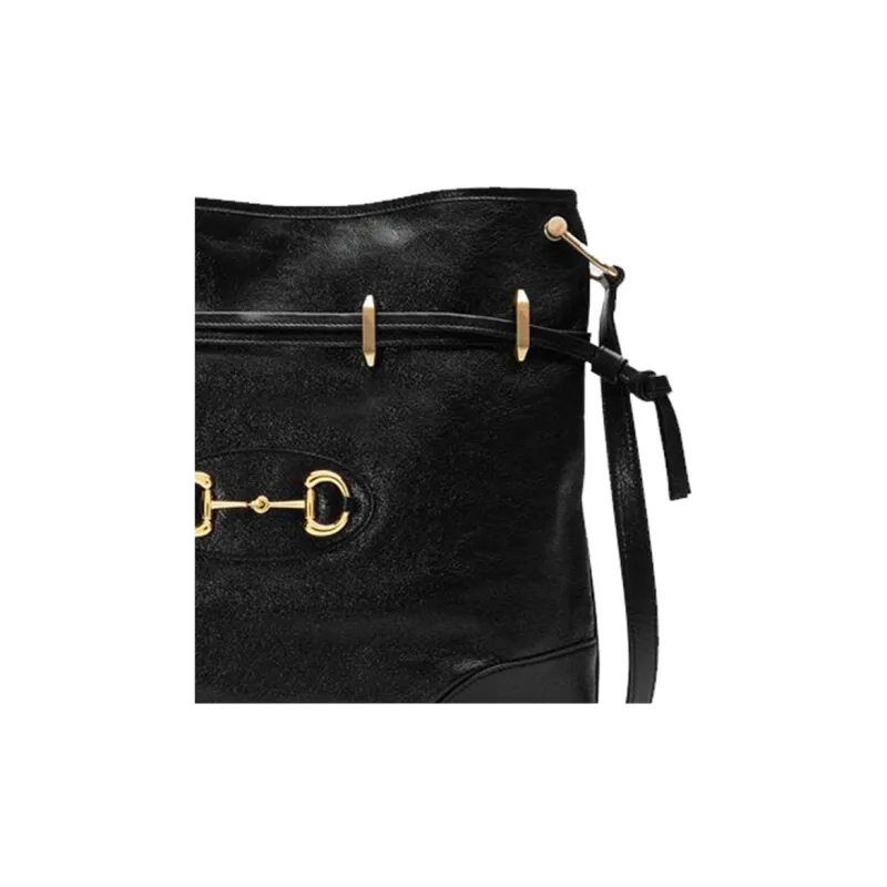 GUCCI Horsebit 1955 Leather Messenger Bag Crossbody Bags Shoulder Bags Women's Black-6