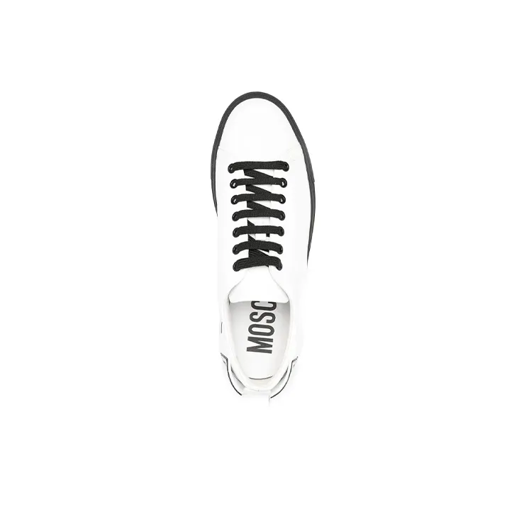 MOSCHINO Low Top Stylish Skateboarding Shoes Men's White Black-4