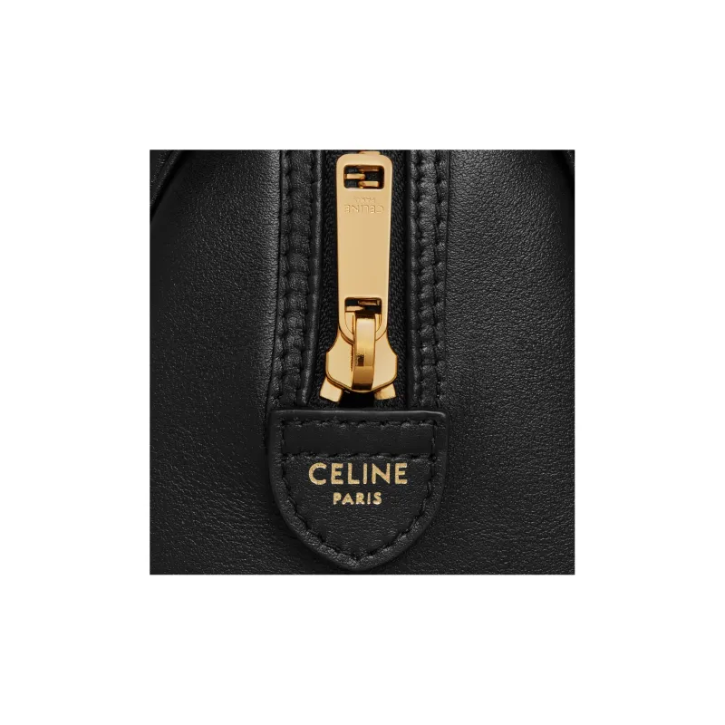 CELINE Cuir Triomphe Triumph Calfskin Shoulder Bag Crossbody Bag Handbag Small Size Women's Black-4