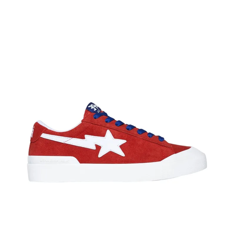 A BATHING APE MAD STA Stylish Skateboarding Shoes Women's Red White-1