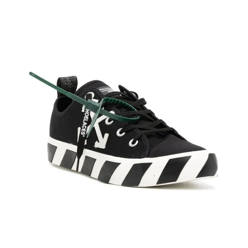 OFF WHITE Vulcanized Low Top Stylish Skateboarding Shoes Men's Black-2