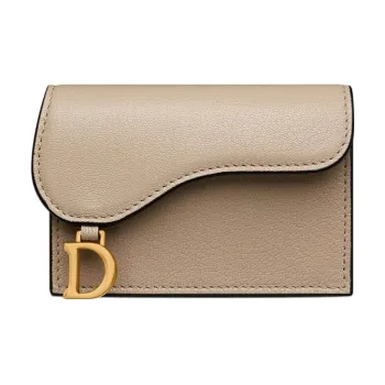 DIOR Saddle Sheepskin Card Holder Women's Sand
