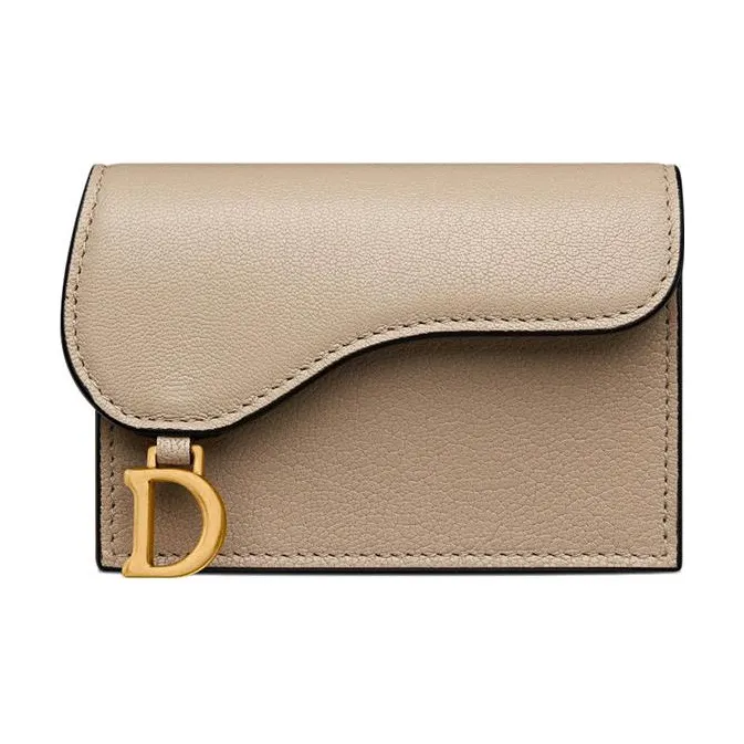 DIOR Saddle Sheepskin Card Holder Women's Sand-0