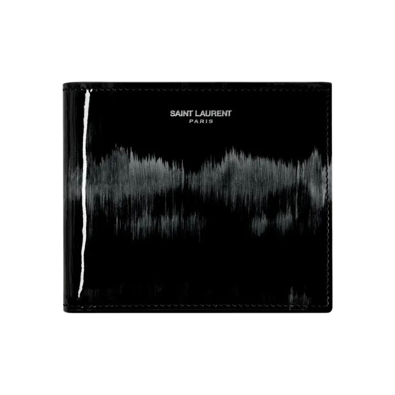 SAINT LAURENT PARIS Calfskin Combined With Lambskin Wallet Men's Black-0