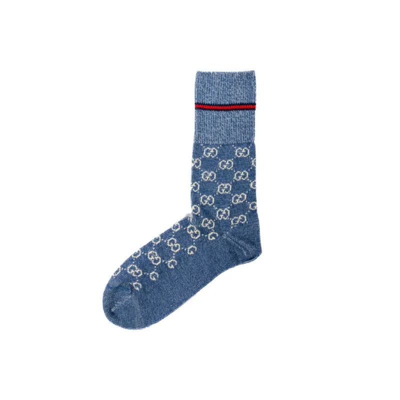 GUCCI SS23 Mid Calf Socks Unisex 1 Pack Blue-1