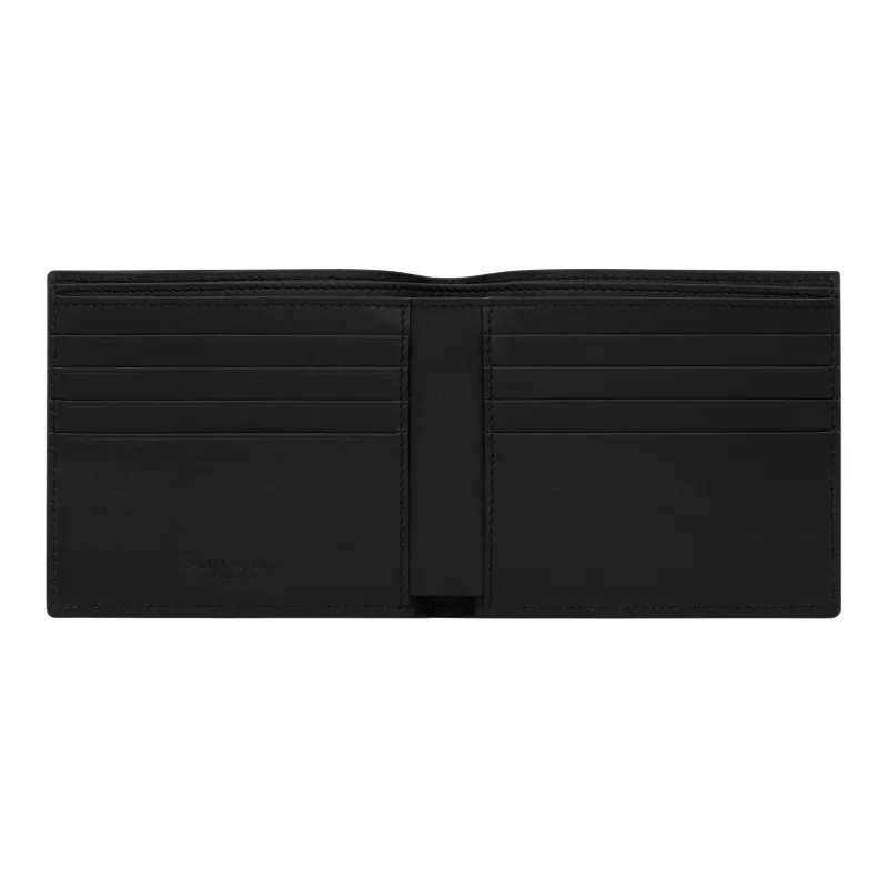 SAINT LAURENT PARIS Calfskin Combined With Lambskin Wallet Men's Black-3