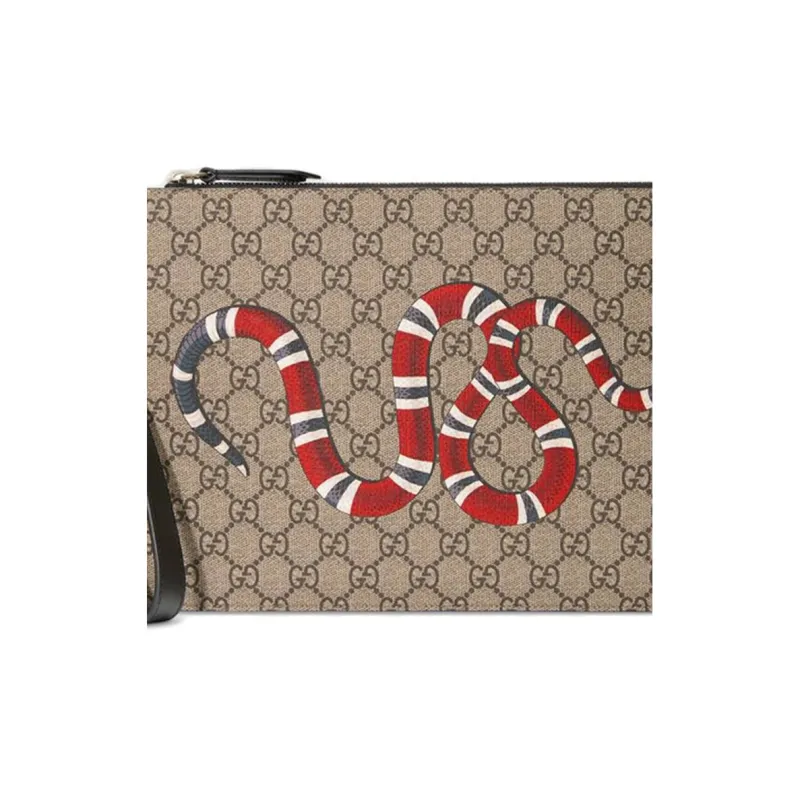 GUCCI Canvas With Leather Clutch Men's Ebony/Black-7