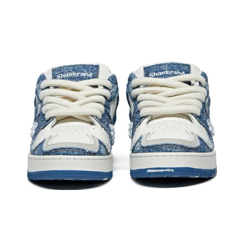 SHOOT BRAND x GRKC PAST V1 LOW Low-Top Stylish Skateboarding Shoes Unisex White Blue-2