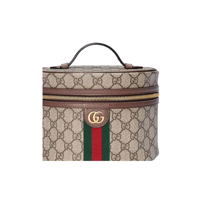 GUCCI Ophidia Canvas With Leather Handbag Women's Brown-6