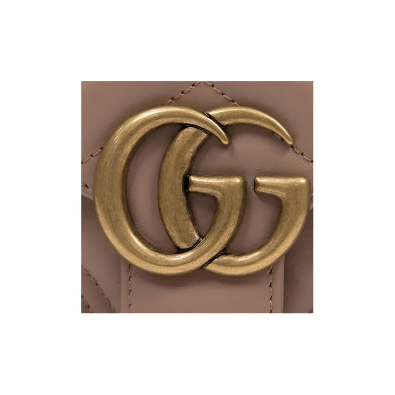 GUCCI GG Marmont Quilting Leather Messenger Bag Shoulder Bag Crossbody Bag Handbag Mini Women's Nude Pink-7
