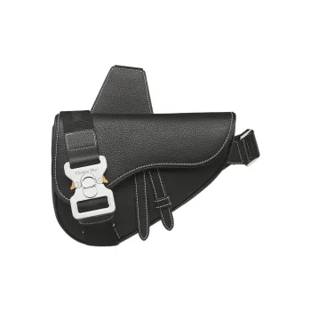 DIOR Saddle Grained Calfskin Saddle Bag Shoulder Bag Crossbody Bag Sling Bag Fanny Pack Mini Men's Black