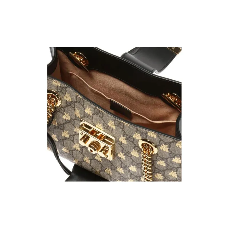 GUCCI Padlock Canvas With Leather Lock Bag, Shoulder Bag, Crossbody Bag, Handbag Small Size Women's Ebony/Black-3