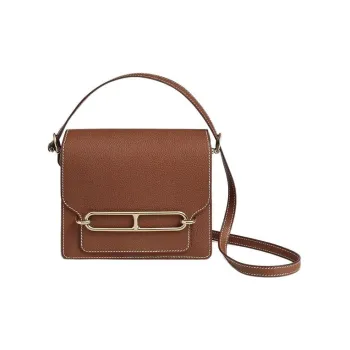 HERMES Roulis Saddle Leather Pig Nose Clutch Crossbody Bag Wallet Shoulder Bag Mini Women's 34 Fauve Light Tawny