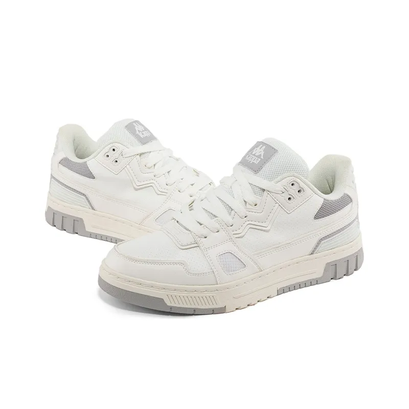 Kappa Anti Slip Wear Resistant Low Top Skateboard Shoes Unisex White Gray-4