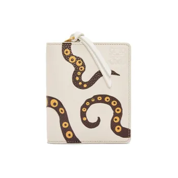 LOEWE Cow Leather Card Holder Wallet Women's White