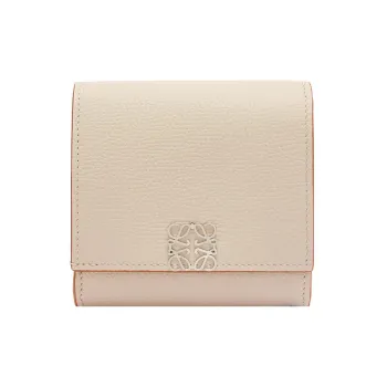 LOEWE Anagram Pebble Texture Calfskin Wallet Women's Pink