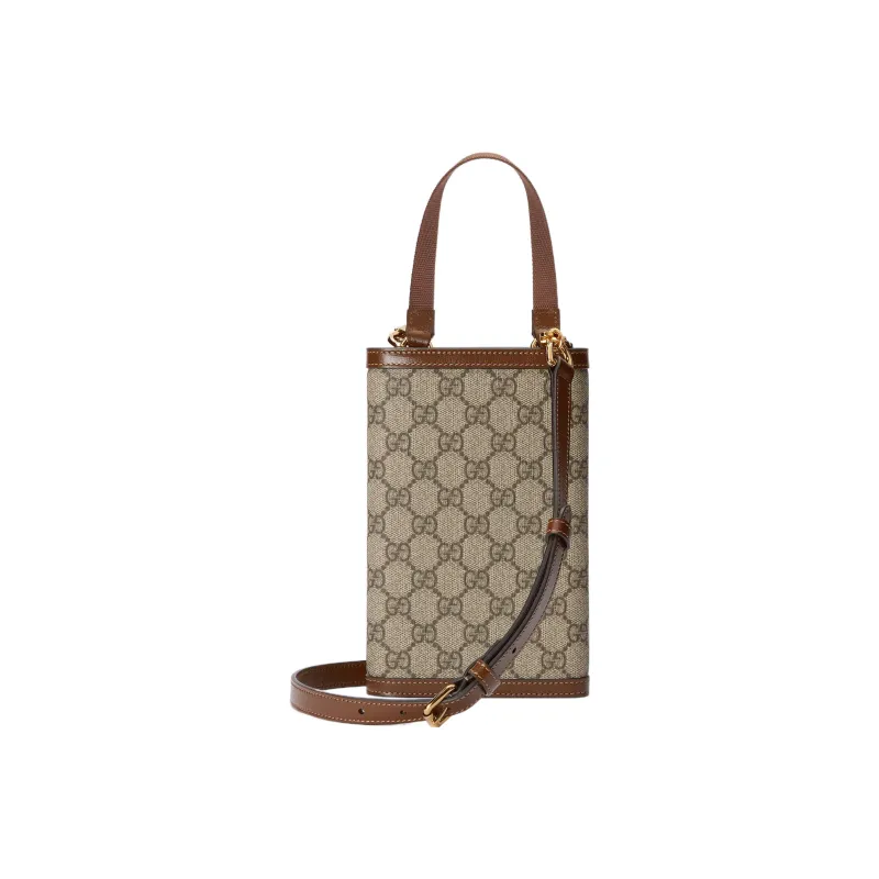 GUCCI Canvas With Leather Handbag, Shoulder Bag, Crossbody Bag, Wallet Men's Brown-2