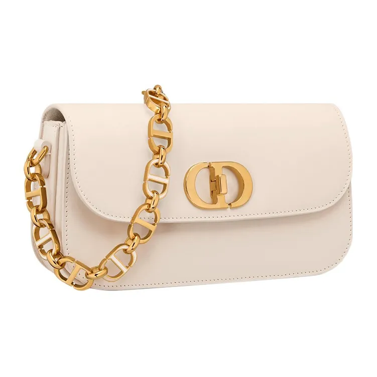 DIOR 30 Montaigne Smooth Cow Leather Shoulder Bag, Crossbody Bag Regular Women's Gray Ivory-1
