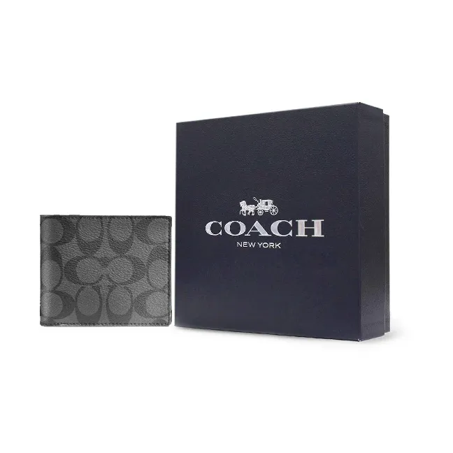 COACH Men 3 IN 1 Wallet Charcoal/Black-7