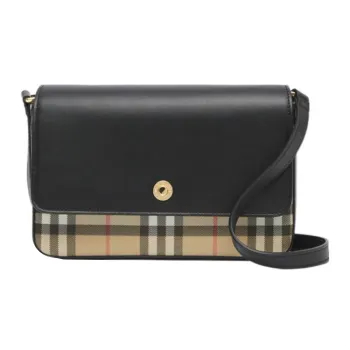 Burberry Vintage Calfskin With Cotton Shoulder Bag Crossbody Bag Mini Women's Black