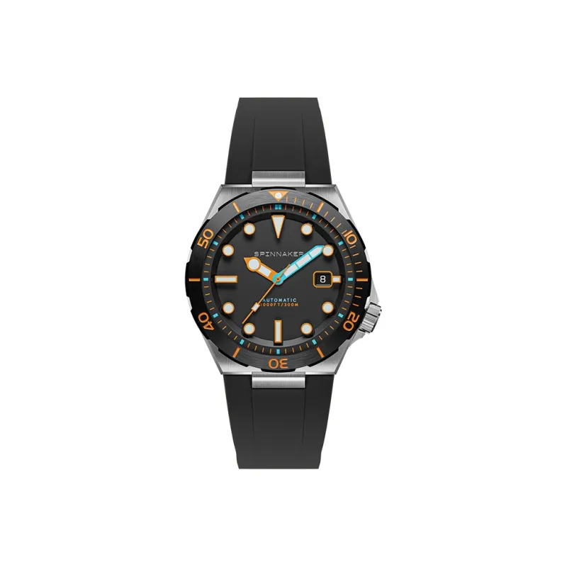 SPINNAKER BOETTGER Collection Wrist Watch Automatic Mechanical Movement Rubber Strap 42mm Black Dial Men's Watches-0