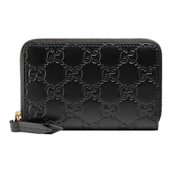 GUCCI Leather Card Holder Card Holder Women's Black