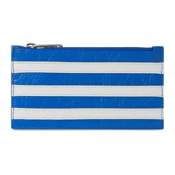 Balenciaga Adidas Collaboration Sheepskin Coin Purse, Card Holder Unisex Blue/White
