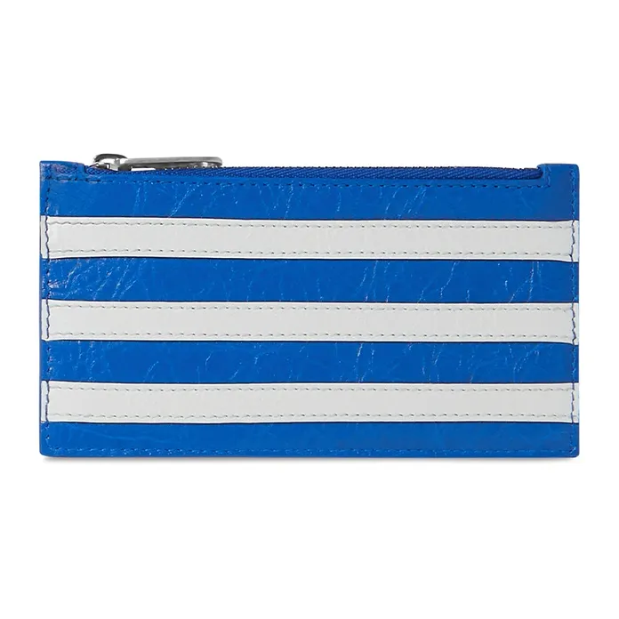 Balenciaga Adidas Collaboration Sheepskin Coin Purse, Card Holder Unisex Blue/White-0