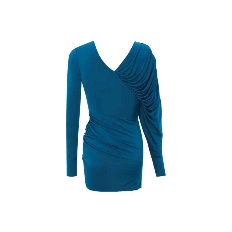 SAINT LAURENT Long Sleeved Dresses Women's Duck Blue-1