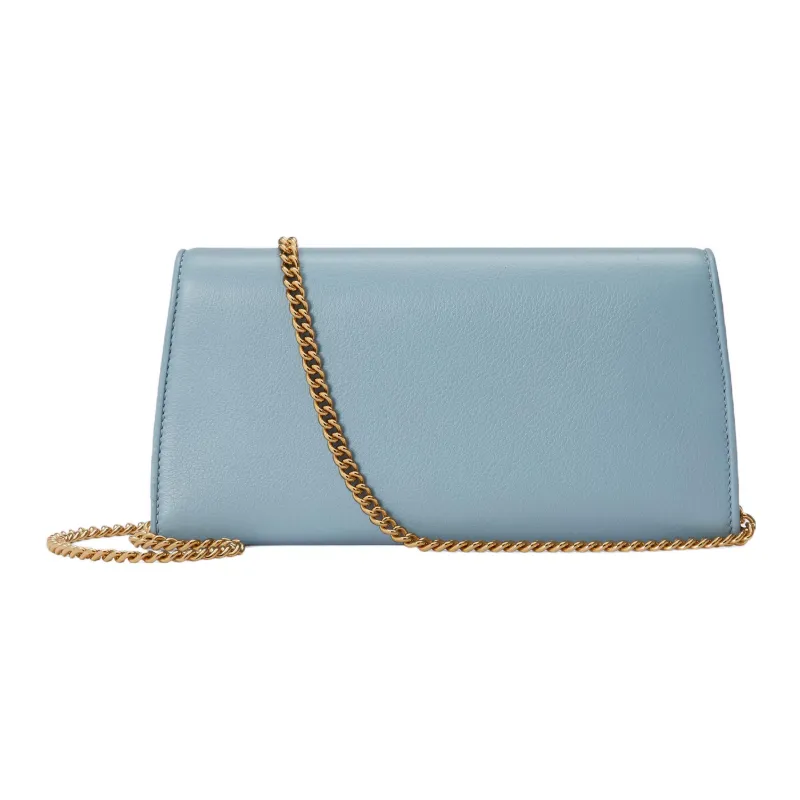 GUCCI Blondie Leather Shoulder Bag Crossbody Bag Wallets Women's Light Blue-3