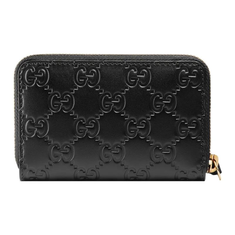 GUCCI Leather Card Holder Card Holder Women's Black-1