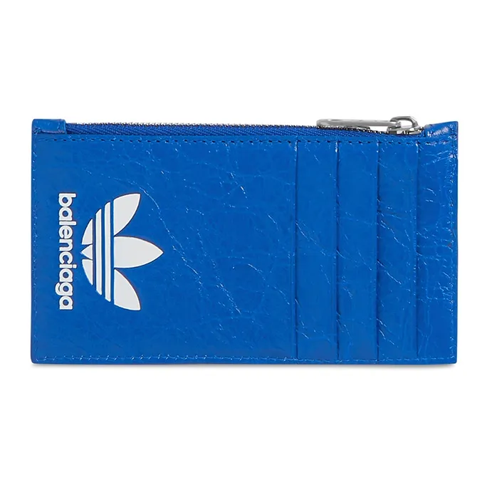 Balenciaga Adidas Collaboration Sheepskin Coin Purse, Card Holder Unisex Blue/White-1