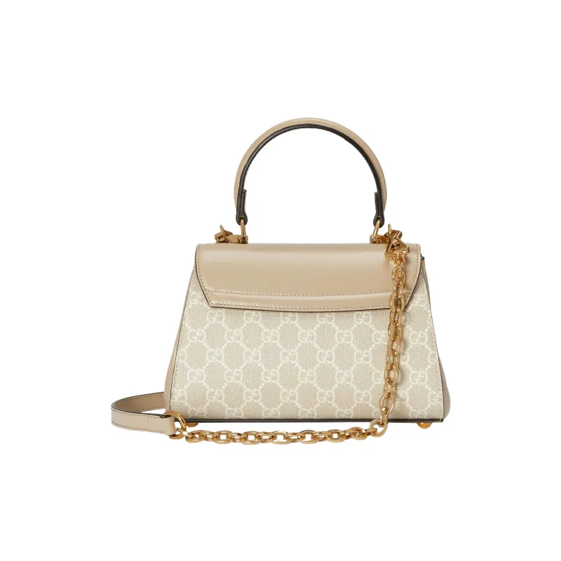 GUCCI Horsebit 1955 Canvas With Leather Shoulder Bag Crossbody Bag Handbag Mini Women's Ecru-4