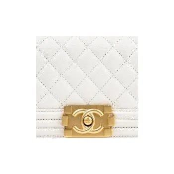 CHANEL Grain Embossed Calfskin Crossbody Bag, Shoulder Bag Trumpets Women's Pearlescent White