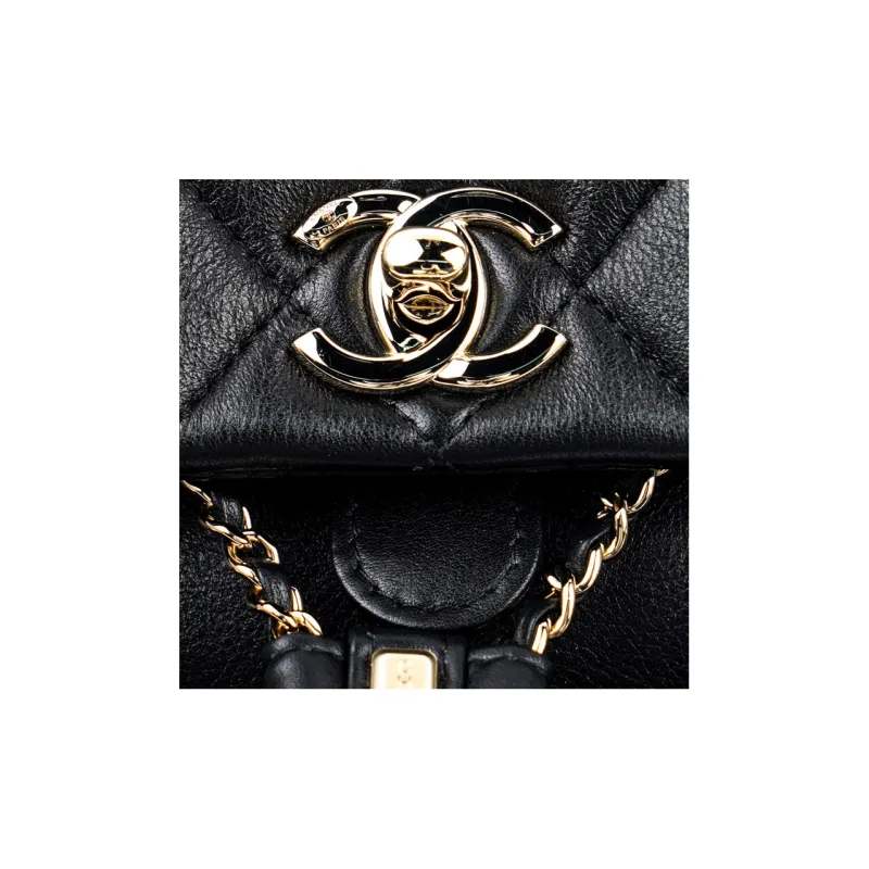 CHANEL Duma Cow Leather Backpack Tubas Women's Black-4