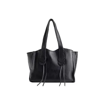 Chloe Mony Calfskin Tote Bag, Shopping Bag, Shoulder Bag, Handbag Large Size Women's Black
