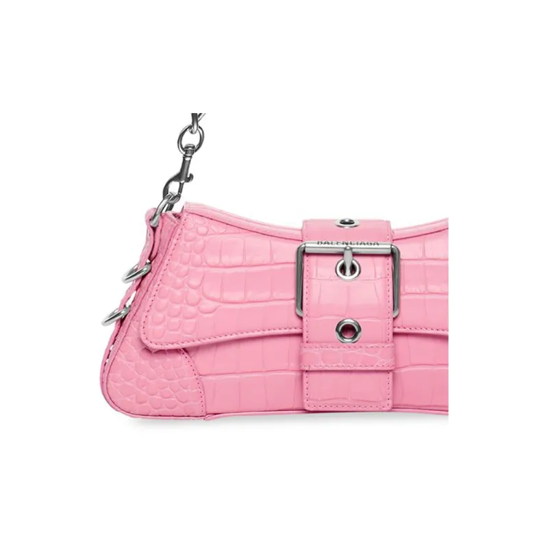 Balenciaga LINDSAY Embossed Cow Leather Handbag, Shoulder Bag Trumpets Women's Light Pink-4