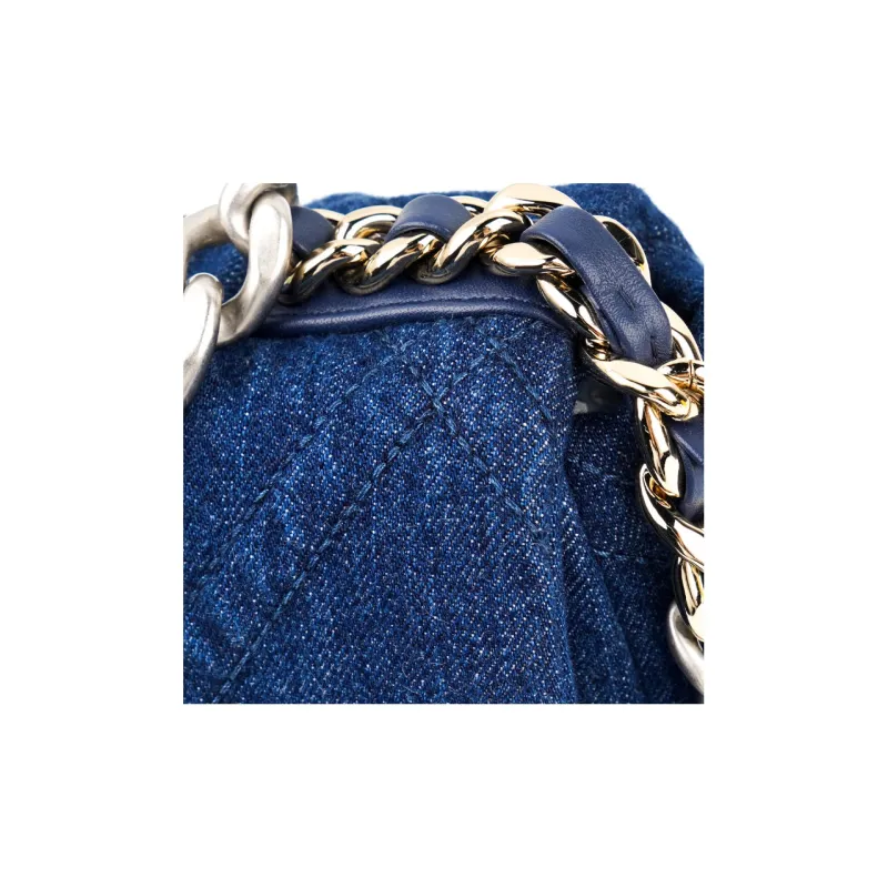 CHANEL 19Bag Denim Flap Bag, Shoulder Bag, Crossbody Bag Women's Dark Blue-4