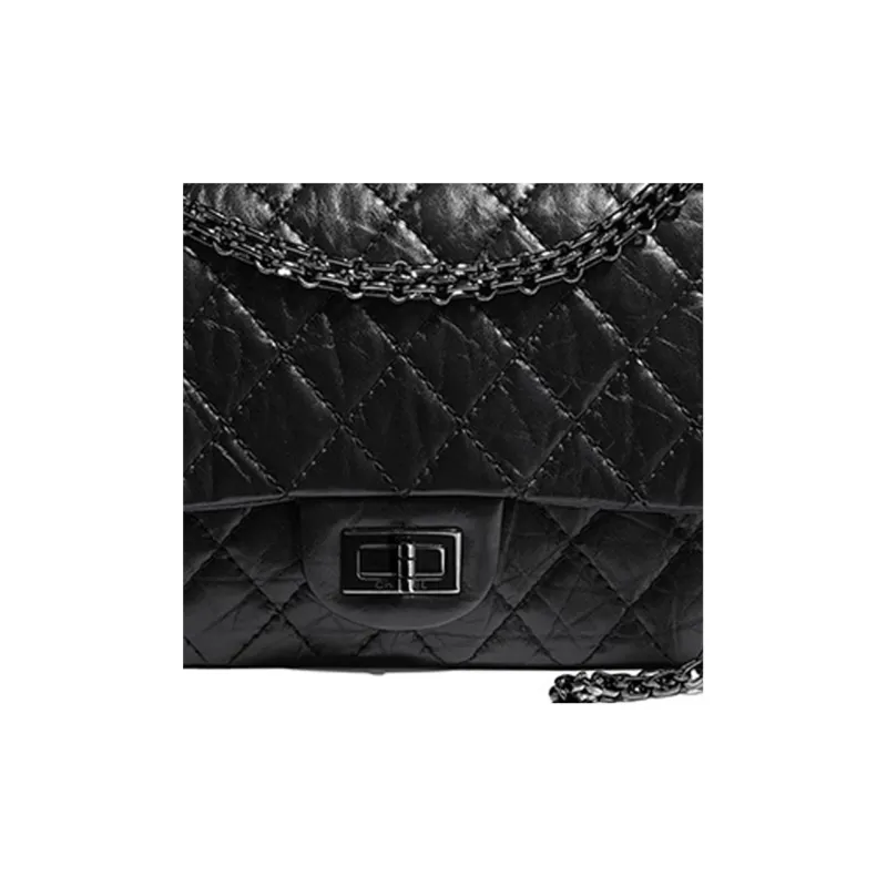 CHANEL So Black2.55 Leather Shoulder Bag Crossbody Bag Women's Black-1