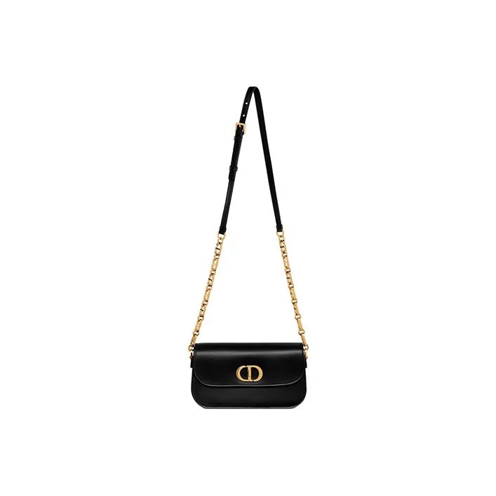 DIOR 30 Montaigne Smooth Cow Leather Shoulder Bag, Crossbody Bag Women's Black-4