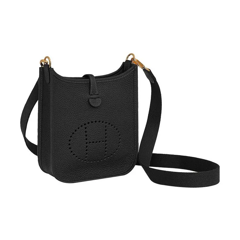 HERMES Evelyne Amazone Clemence Gold 16 Mini/TPM Noir-1