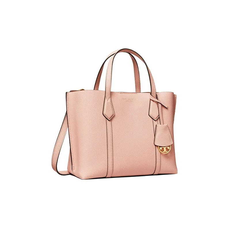 TORY BURCH Perry Pebbled Leather Tote Bag, Shopping Bag, Shoulder Bag, Handbag Trumpets Women's Pink-1