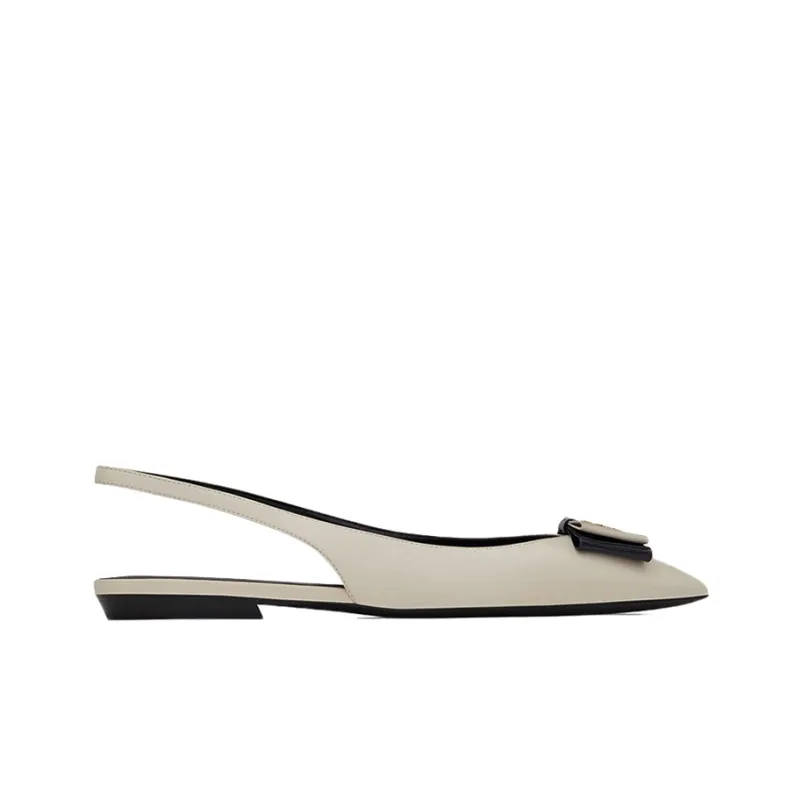 SAINT LAURENT Pointed-toe Slingback Ballerina Shoes-1