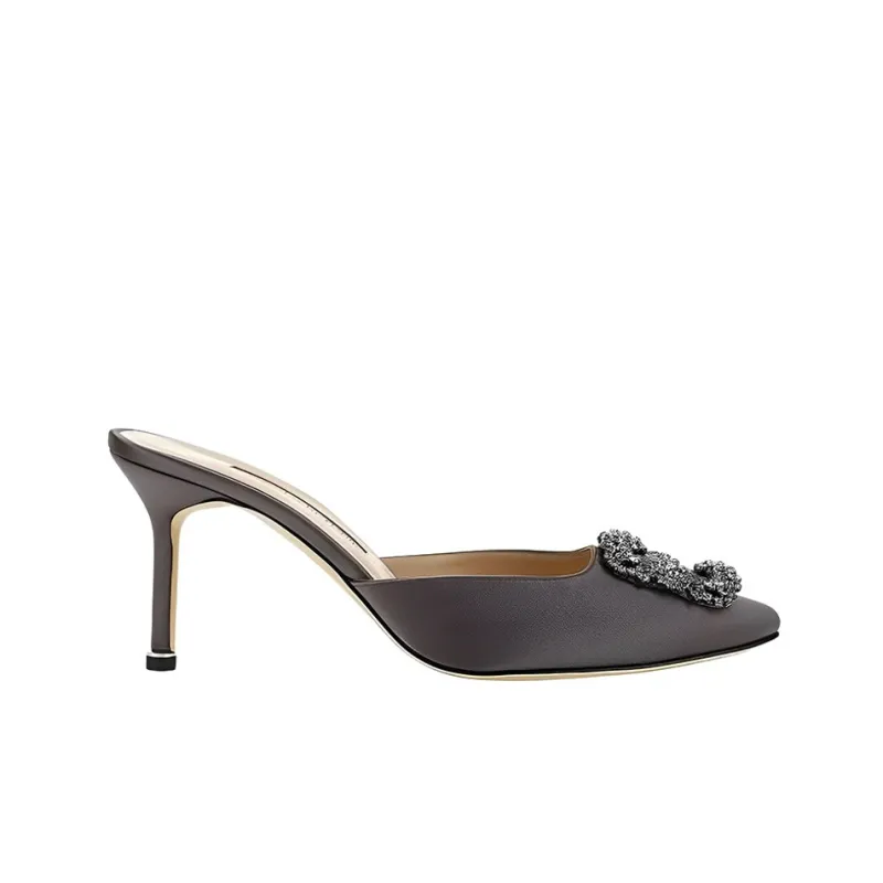 MANOLO BLAHNIK Closed Toe Slippers Women's Gray-1